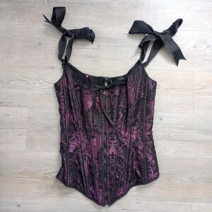 Y2K Purple Ribboned Zippered Gothic Corset